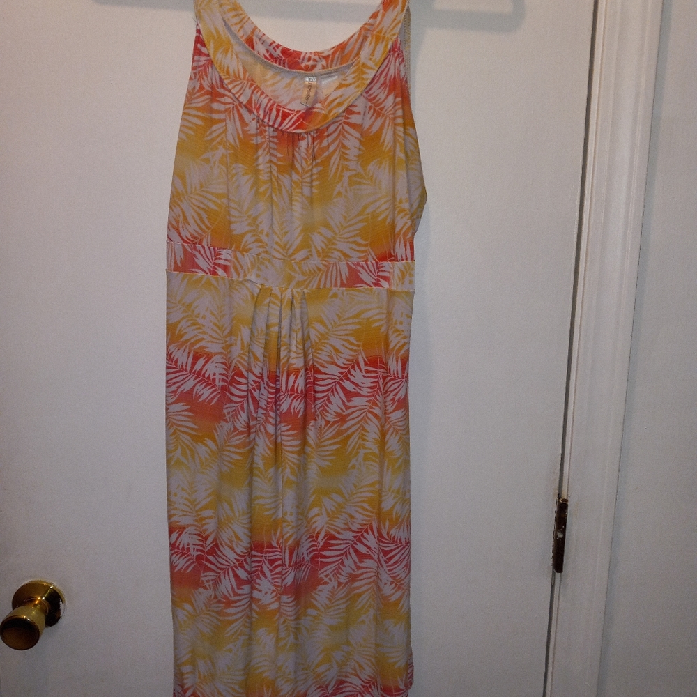 Ambrielle, short, multi-colored, summer dress,yellow/orange, Large
